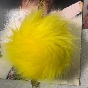Yellow Furr Ball Keychain